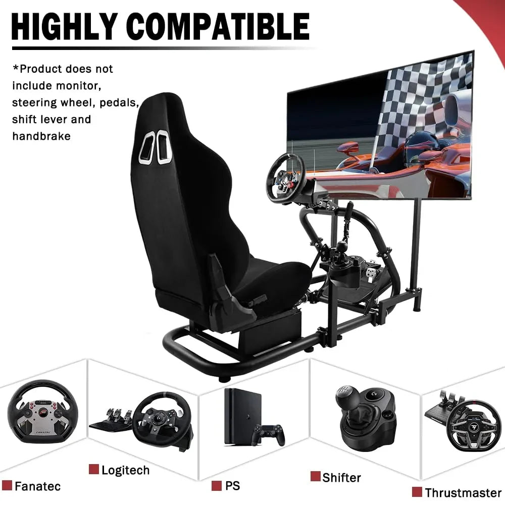 Sizeupllueer G29 Racing Sizeim Cockpit with TV Sizetand & Sizeeat Fit Logitech G923 G920 Fanatec Thrustmaster