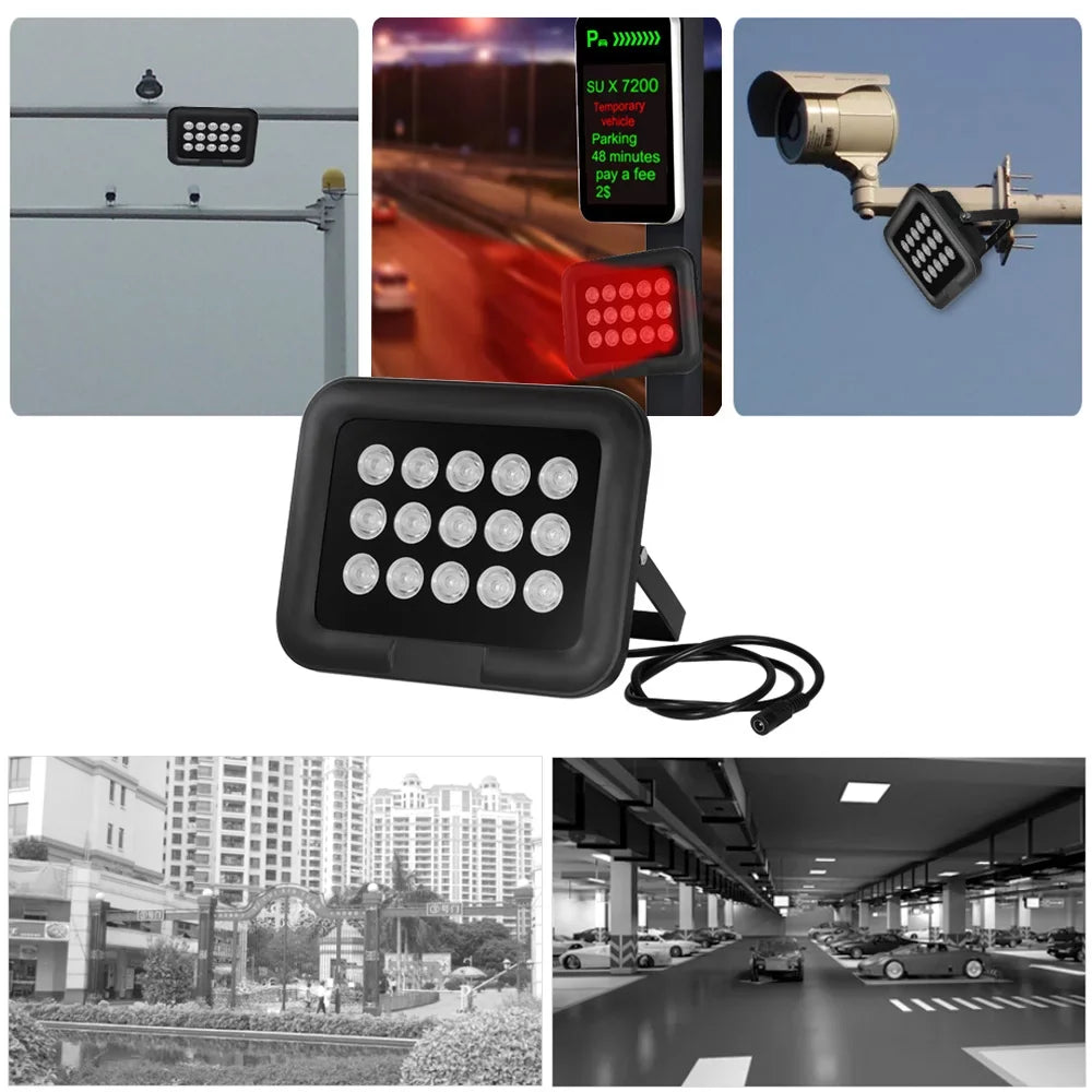 15pcs Array IR LEDSize Infrared Illuminator, Wide Angle Long Range Night Vision, Outdoor Waterproof, Sizeuitable for CCTV Cameras