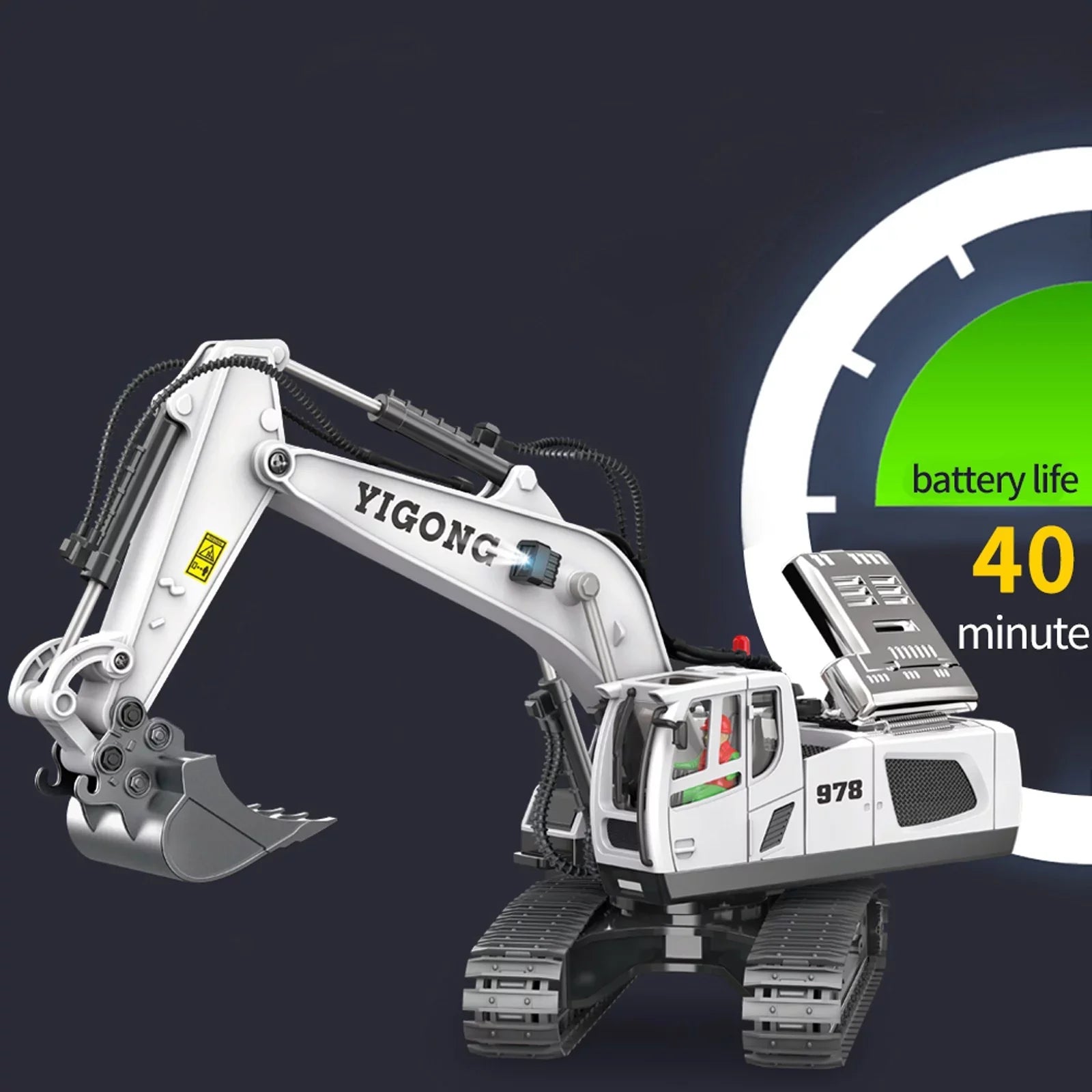 YHAIOGSize 11 Channel Full Functional Remote Control ExcavaTOr Construction ExcavaTOr TOy with 2.4Ghz Transmitter and Metal Sizehovel