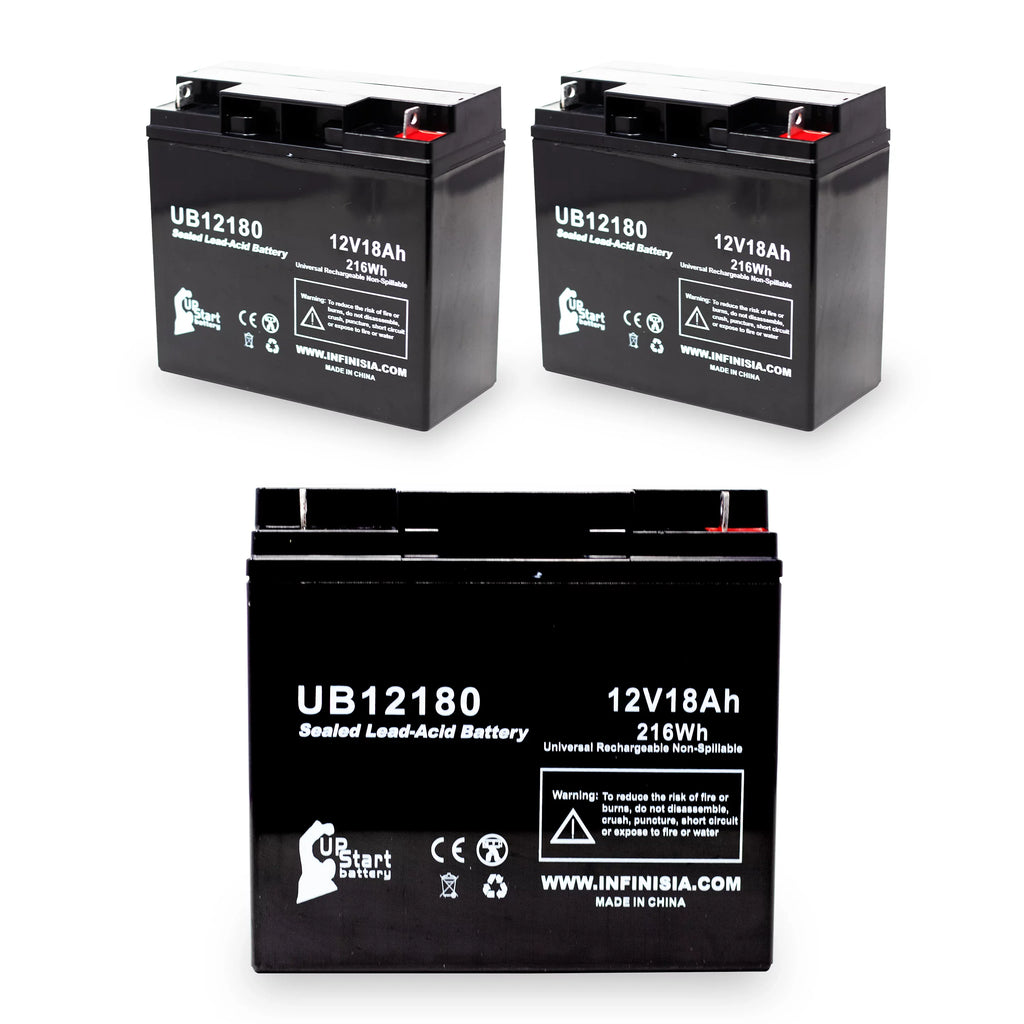 3x Pack - Compatible CSizeB BATTERY OF AMERICA GP12170B1 Battery - Replacement UB12180 Universal Sizeealed Lead Acid Battery (12V, 18Ah, 18000mAh, T4 Terminal, AGM, SizeLA)