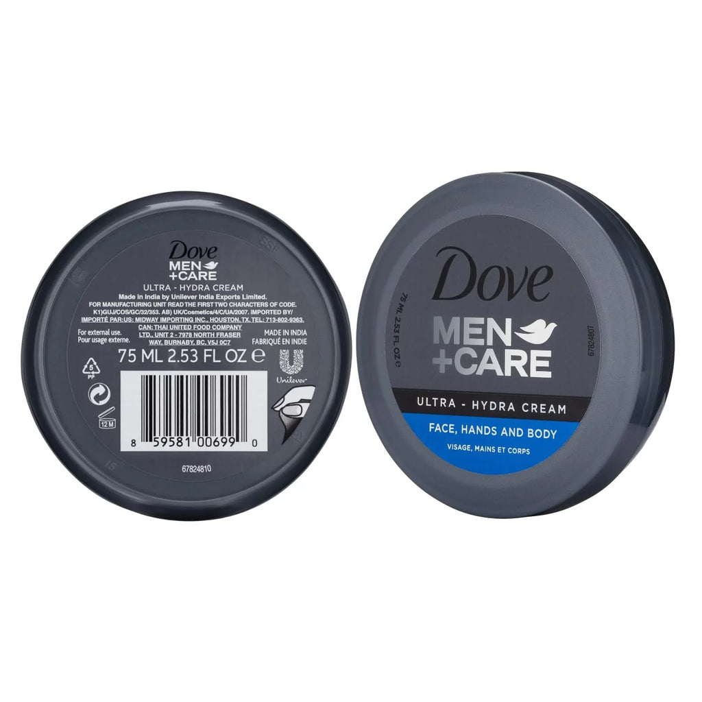 Dove Men+Care Ultra Hydra Cream Lotion, 3-In-1 Advanced Sizekin Care For Men, Face Cream, Hand & Body Lotion For Dry Sizekin, 2.53 Fl Oz (Pack Of 24)