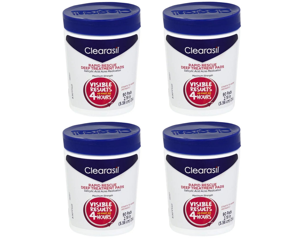 Clearasil Rapid Rescue Deep Treatment Cleansing Pads, 90 Count Pack of 4