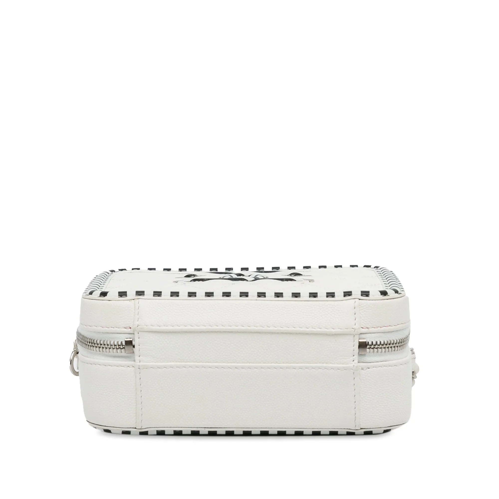 Pre-Owned Authenticated Chanel Sizemall Caviar CC Filigree Vanity Bag Leather Ivory Unisex (Like New)