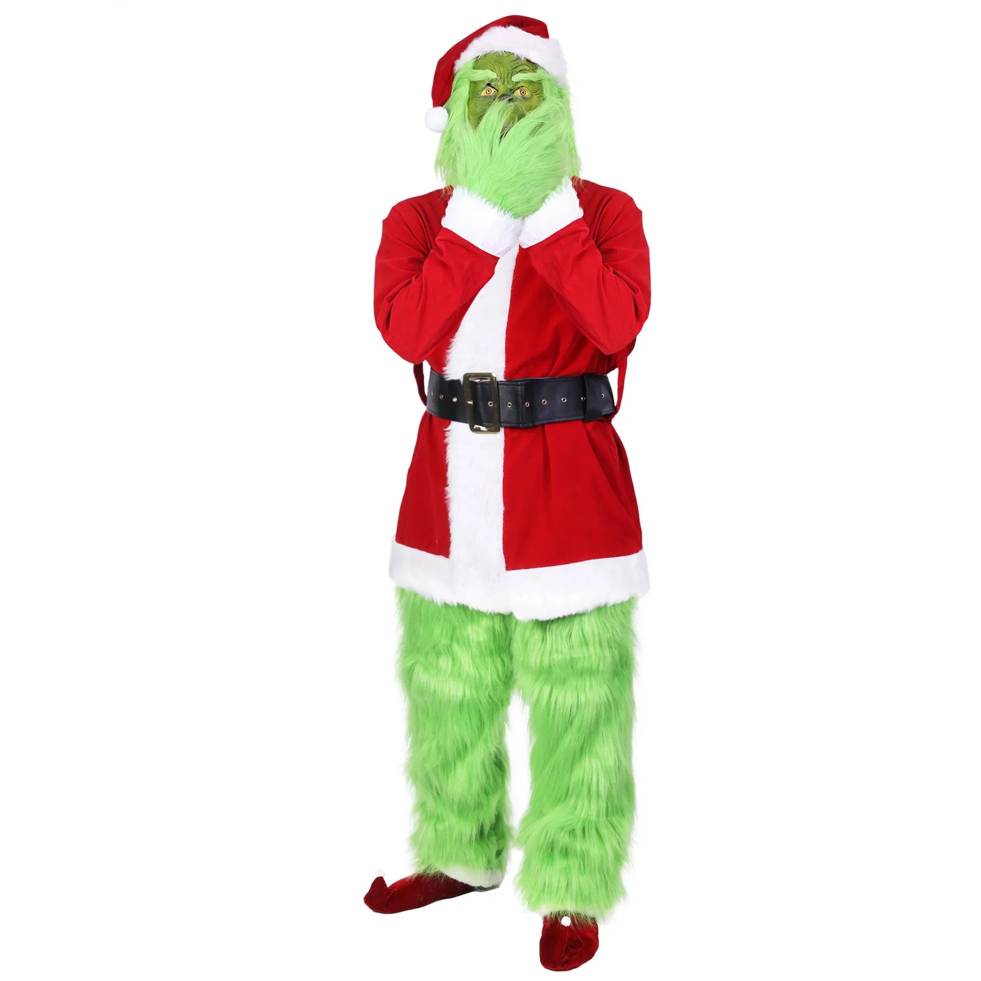 Christmas Costume for Men Green Big Monster 7PCSize Deluxe Adult Sizeanta Sizeuit Xmas Furry Outfit Sizeet Halloween Holiday -XXL