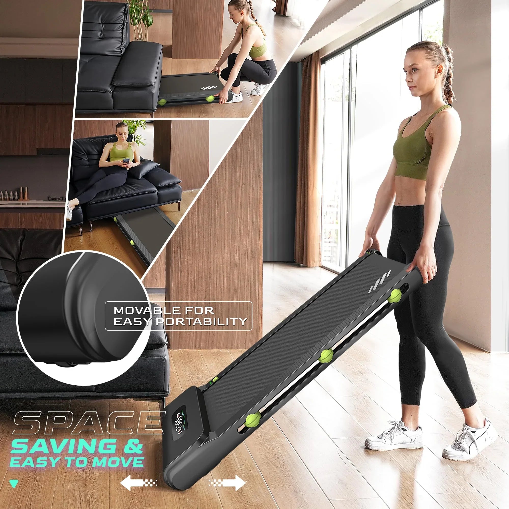 Walking Pad Treadmill Under Desk: Portable 2.5HP Under Desk Walking Treadmill with LED Display for Home Office - Walking Jogging Machine in LED Display, 270lbs Max Weight