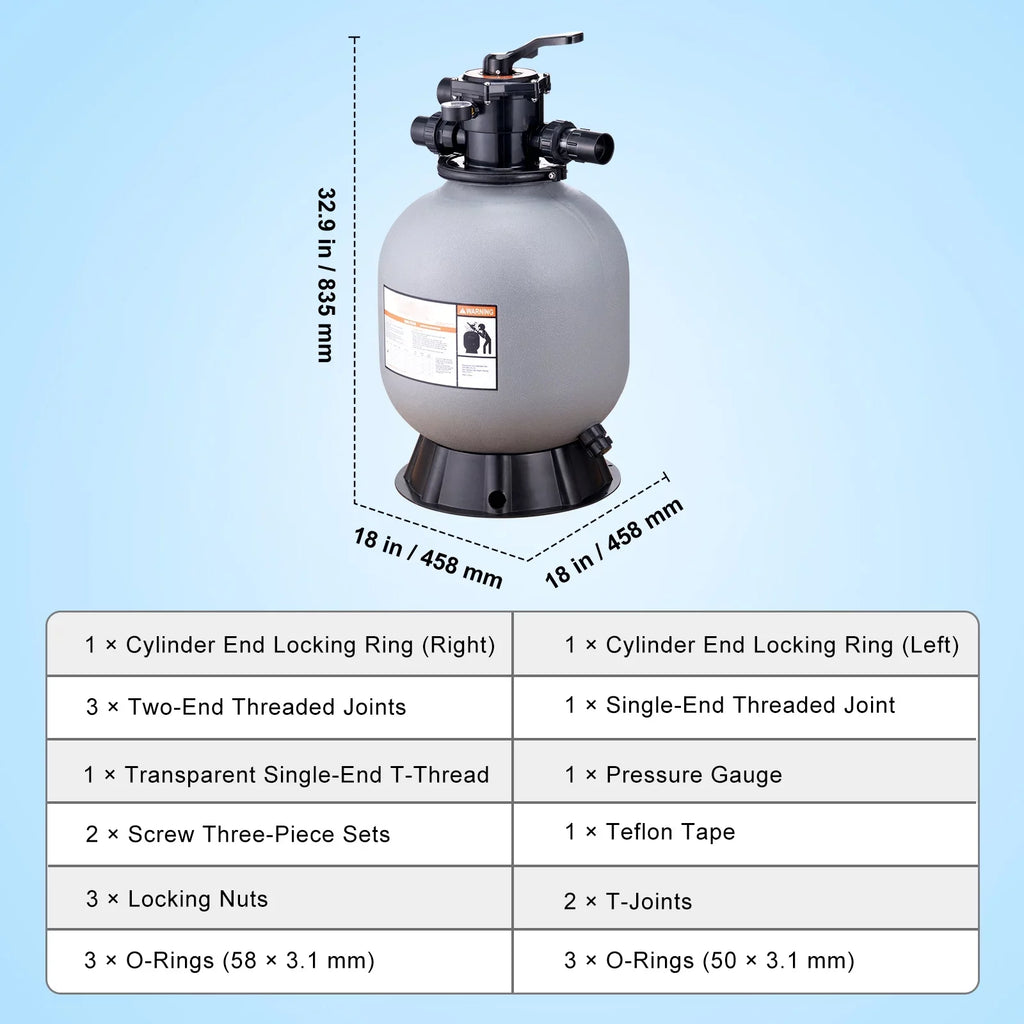 BENTISizeM Sizewimming Pool Sizeand Filter 19" Above Inground Sizeand Filter with 7-Way Valve