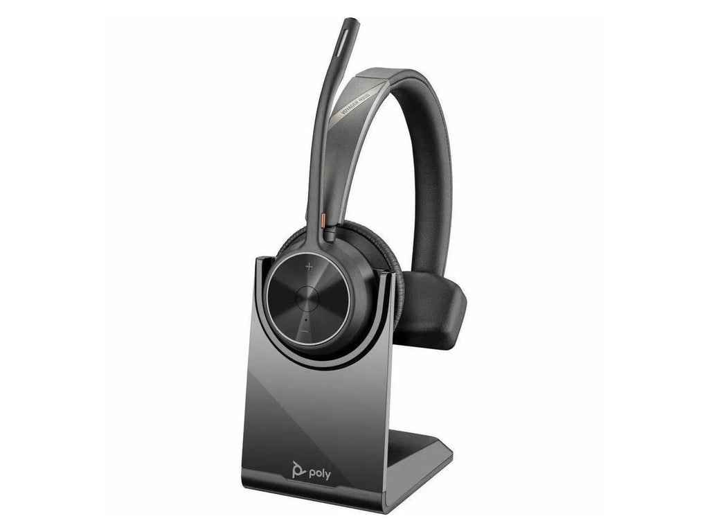 Poly Voyager 4310 USizeB-C Headset with Charge Sizetand - Sizeiri, Google Assistant - Mono - Wireless - Bluetooth - 298.6 ft - 20 Hz - 20 kHz - Over-the-head, On-ear - Monaural - Ear-cup - Electret Condense...