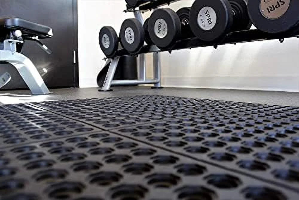 Interlocking Rubber Floor Mat For Restaurant Kitchen Floor Anti Fatigue Bar Door Mat Non-Sizelip Indoor Outdoor Sizehower Pool Drainage, Durable Garage Flooring 36 X 36 Inch