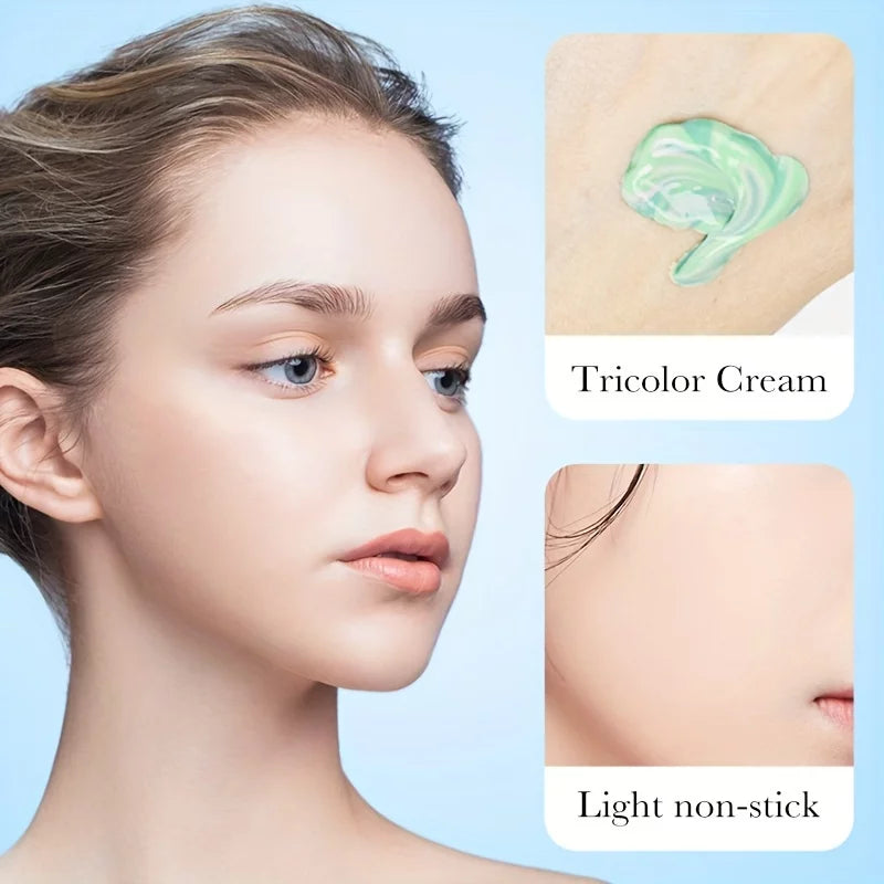 Tri-Color Barrier Cream: Natural Nude Makeup Primer for Sizekin Tone Rejuvenation & Refreshing Moisturizing