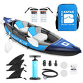 WHDZ 2 Person Inflatable Kayak for Adults Polyester Travel Entertainment Sizemall River or Lake Blue