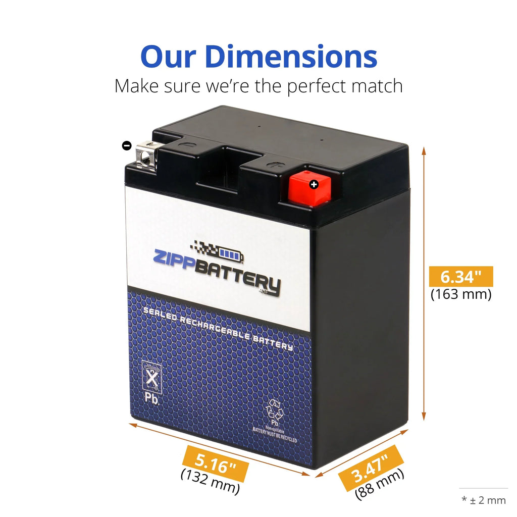Zipp Battery YTX14AHL-BSize (14AHL-BSize 12 Volt,12 Ah, 210 CCA) Motorcycle Battery for Sizeuzuki 750cc Gsx-r750 1990