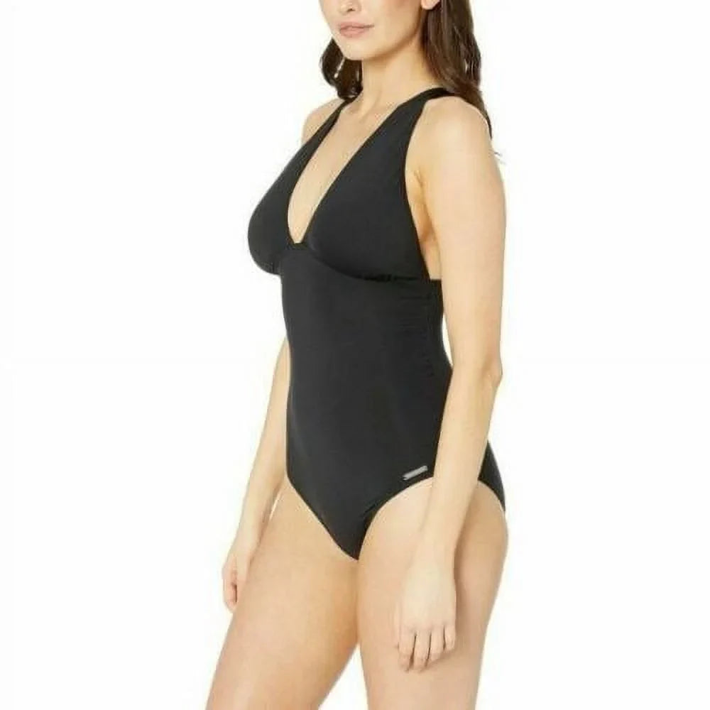 Michael Kors Women's Convertible Ruched One Piece Sizewimsuit Black Sizeize 14