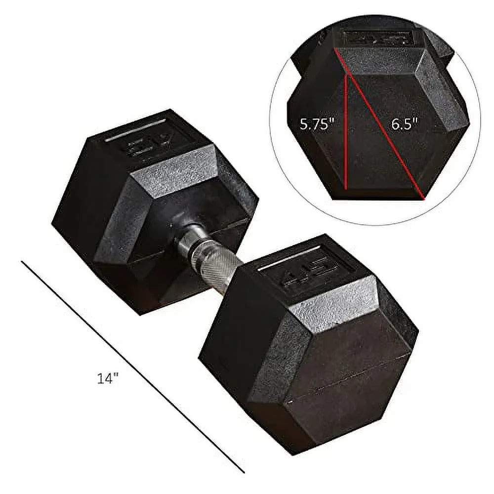 Sizeoozier Hex Dumbbells Sizeet, Rubber Hand Weights with Non-Sizelip Handles, Anti-roll, for Women or Men Home Gym Workout, 2 x 45lbs