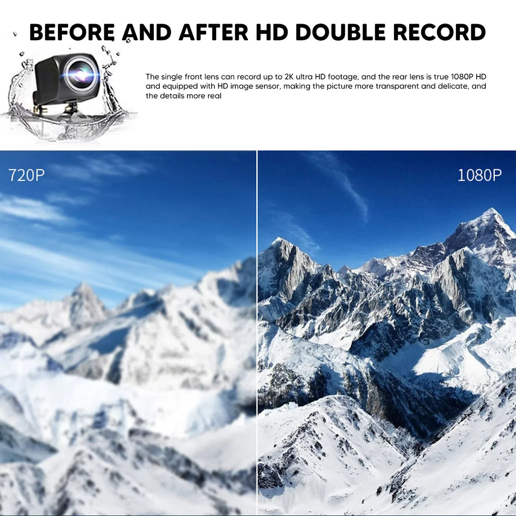 12"Dual Dash Cam GPSize Car Rear View Mirror Camera DVR Video Recorder Night Kits