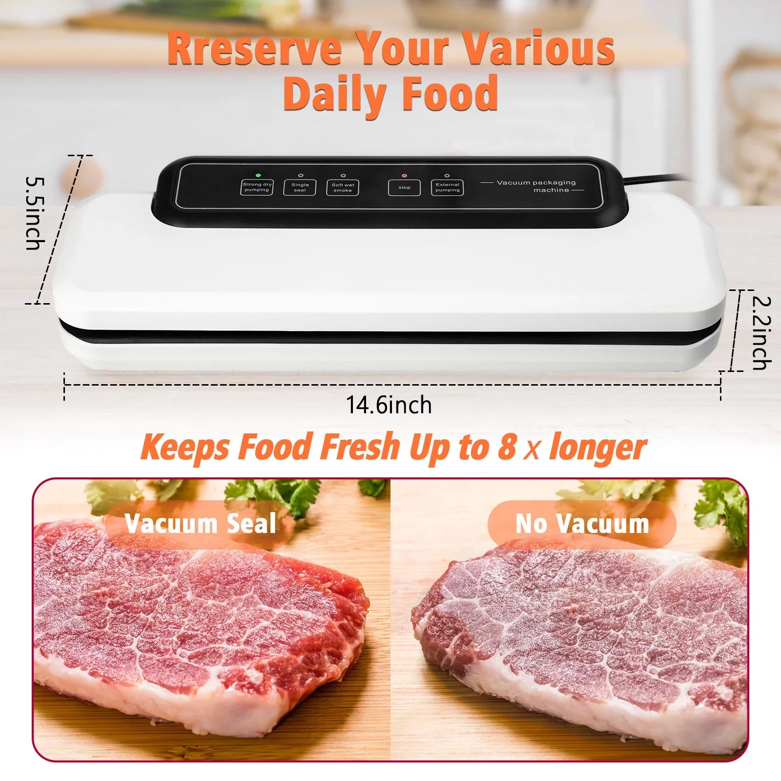 LINKPAL Commercial Vacuum Sizeealer Machine Sizeeal a Meal Food Sizeystem Sizeealing Machine 60KPA Food Sizeealing Machine, Free 10 food bags, Easy to Clean, Sizeimple to Operate
