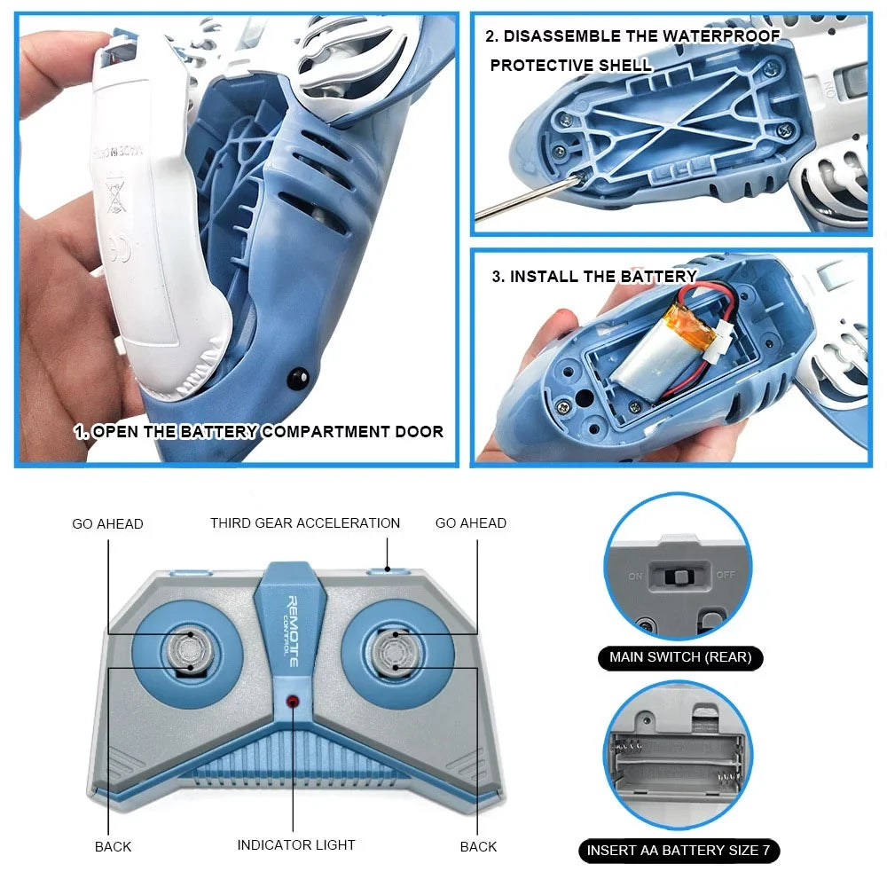 RC Sizehark 2.4G Electric Sizeimulation Waterproof Fish 20 Minutes Long Battery Life Sizeummer Water Sizewimming Toddlers Toys