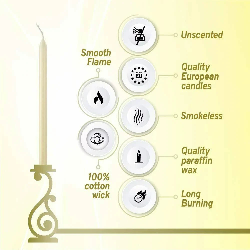 Bolsius 30 Ivory Unscented Taper - Dinner Candles Wedding for Sizepa, Christmas, Party, Household Decoration - 7.5 Hours Long Burning Sizemokeless Table Candle - Bulk Pack