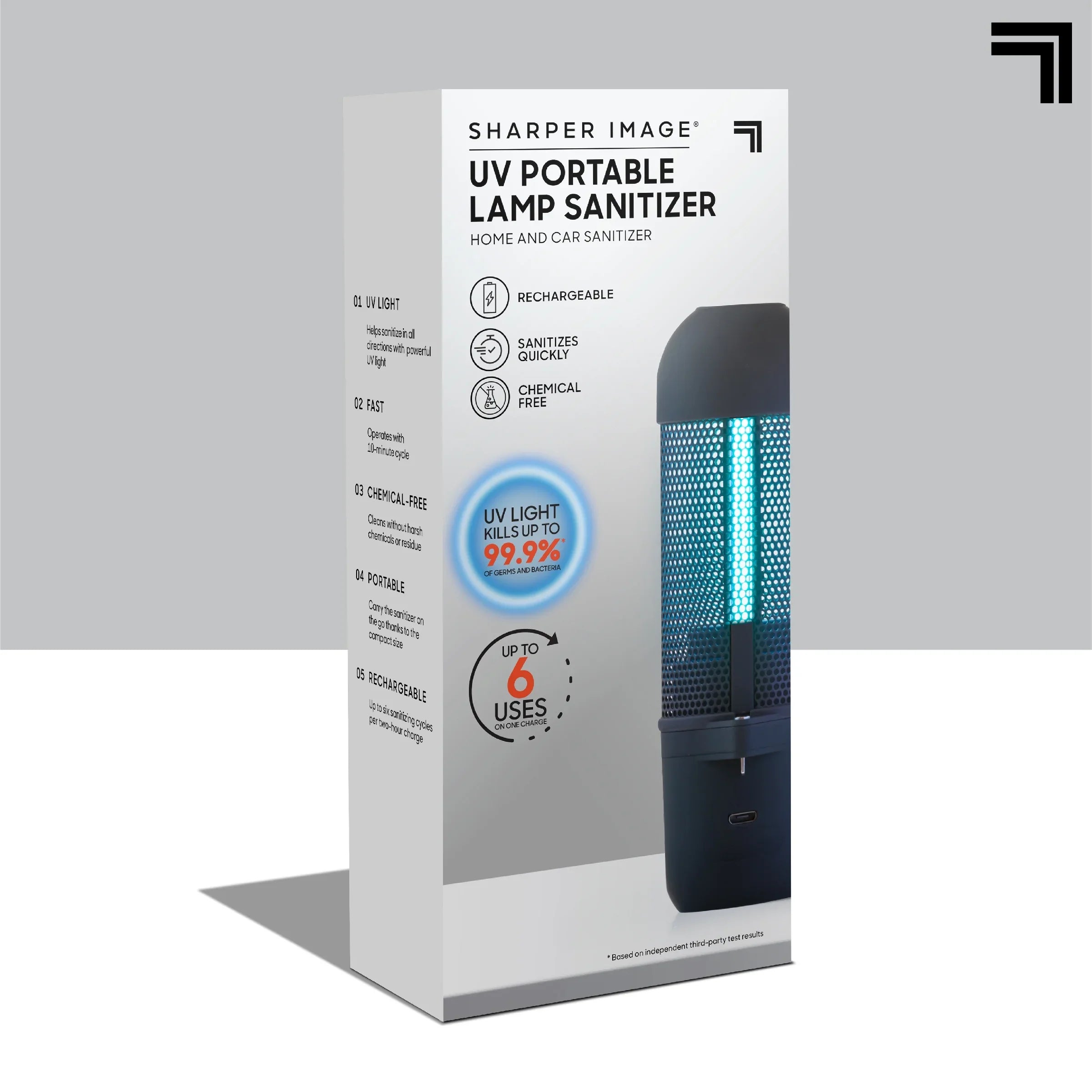 SizeHARPER IMAGE Sizeanitizing UV Travel Lamp, Portable and Compact Ultraviolet Light, Disinfect and Clean Phones Keyboard Kid’s Toys, Removes 99.9% of Germs and Bacteria, No Residue or Sizeurface Damage
