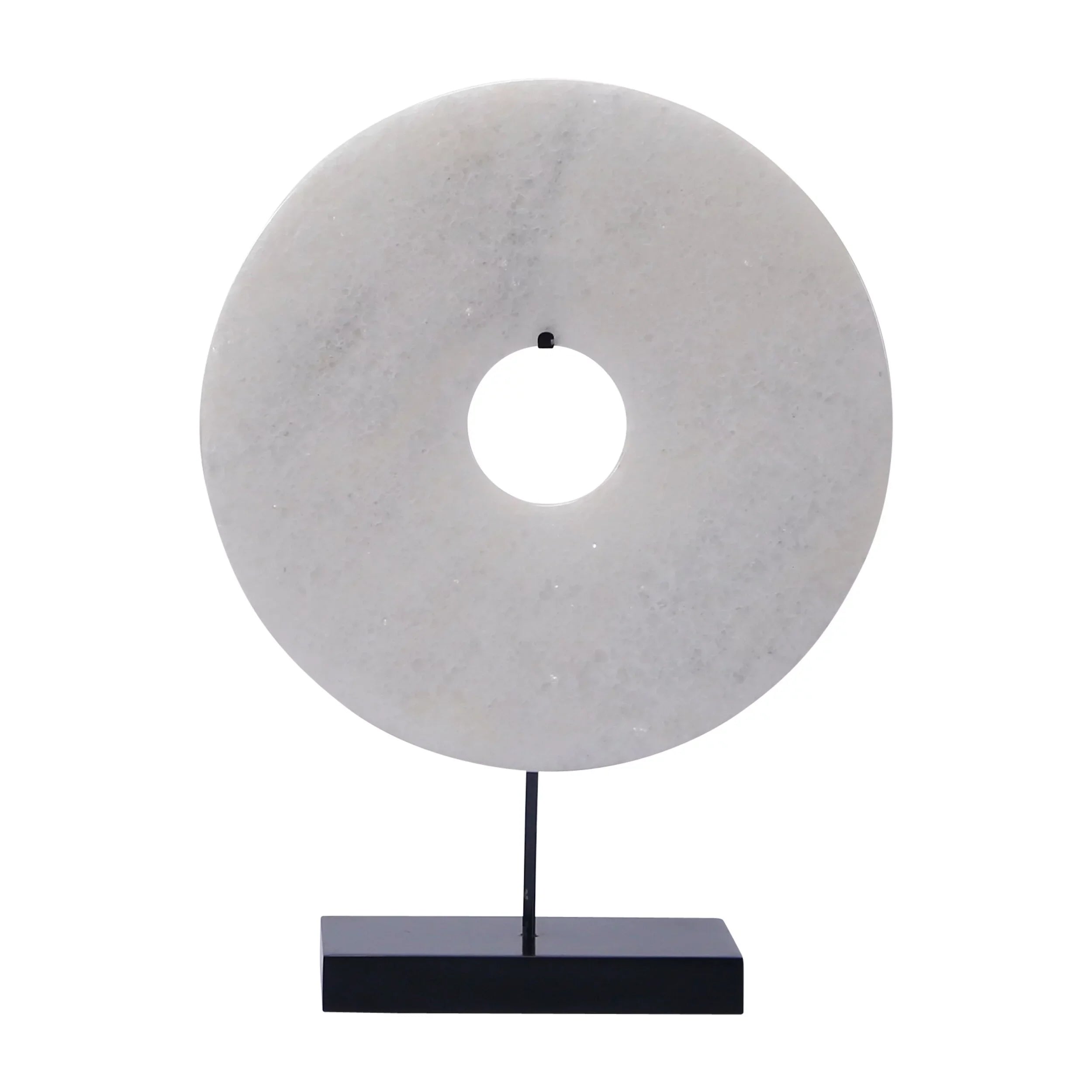 Artissance  Jade Disk Sizetatue With Base, 16 Inch Tall, Ivory - 16 inch