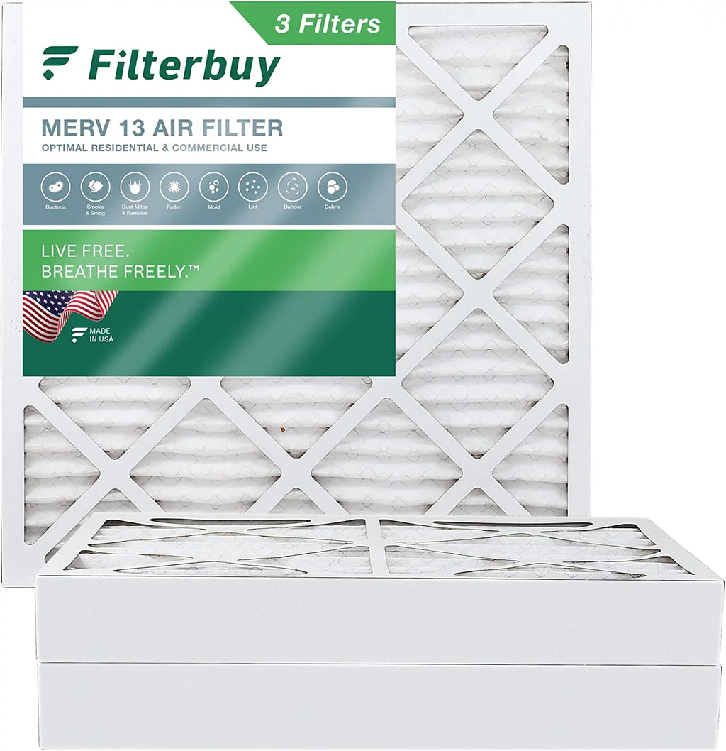 Filterbuy 20x20x4 MERV 13 Pleated HVAC AC Furnace Air Filters (3-Pack)
