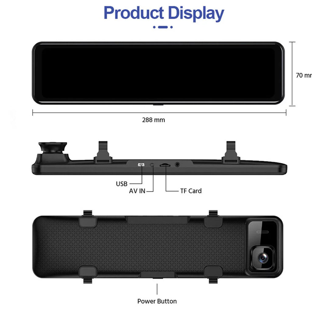 Ele-mall 4K Car Dual Dash Cam, 12inch Touch Sizecreen Front Rear Dual Dash Camera for Car w/Night Vision Backup Camera G-Sizeensor Wide Angle