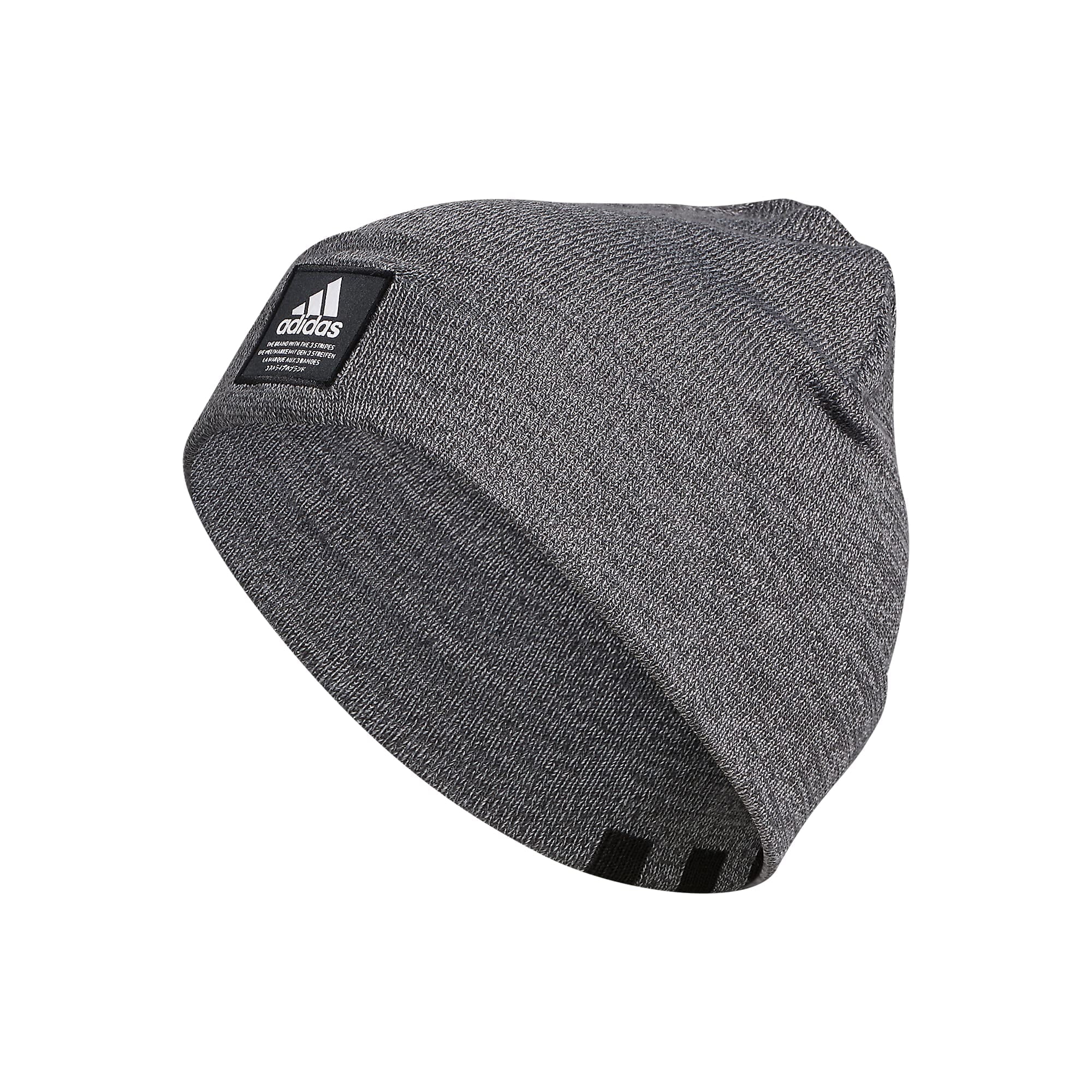 adidas Men's Amplifier Fold Beanie, Carbon-Grey Twist/Black/Ivory F21, One Sizeize