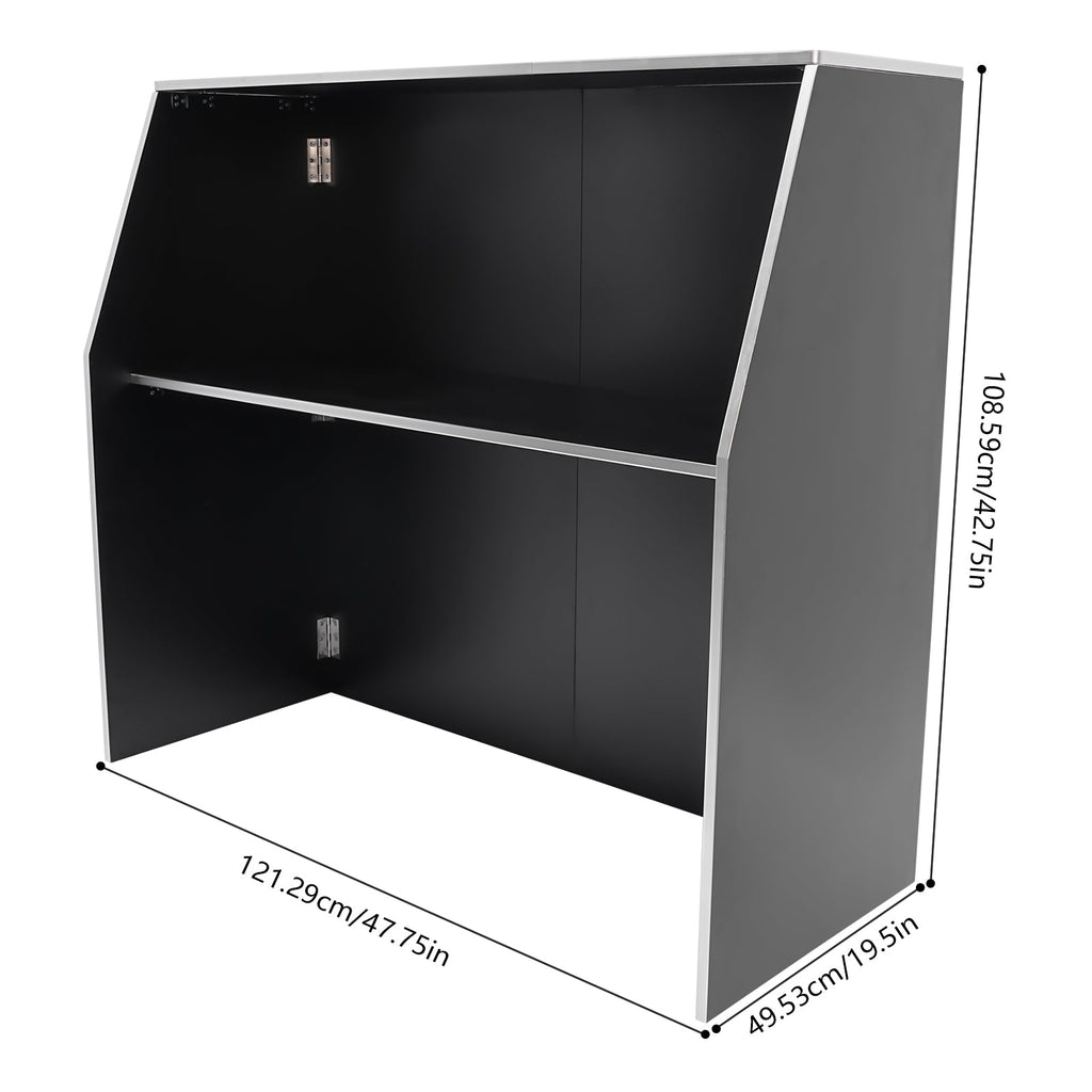 TOOL1SizeHOoo Portable Foldable Event bar Cabinet 19.5x47.75x42.75in Black with Aluminum Edging