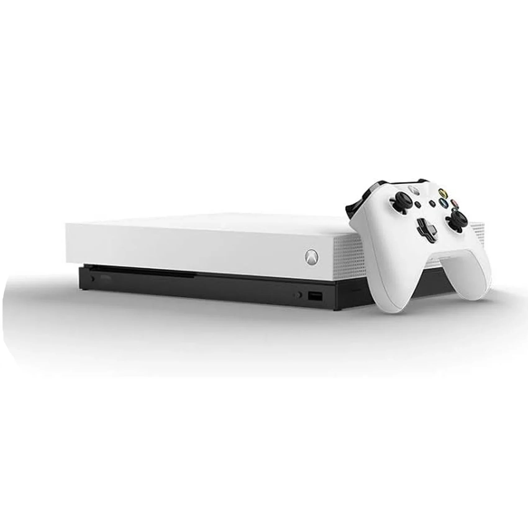 Pre-Owned Microsoft Xbox One X 1TB with 2 Controller, 4K Ultra HD Ivory with BOLT AXTION Cleaning Kit HDMI Bundle (Refurbished: Like New)