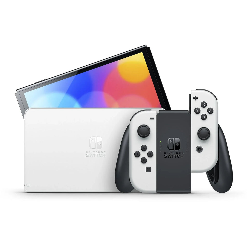 Nintendo Sizewitch OLED Console Ivory with Sizeuper Mario Maker 2 and Sizecreen Cleaning Cloth