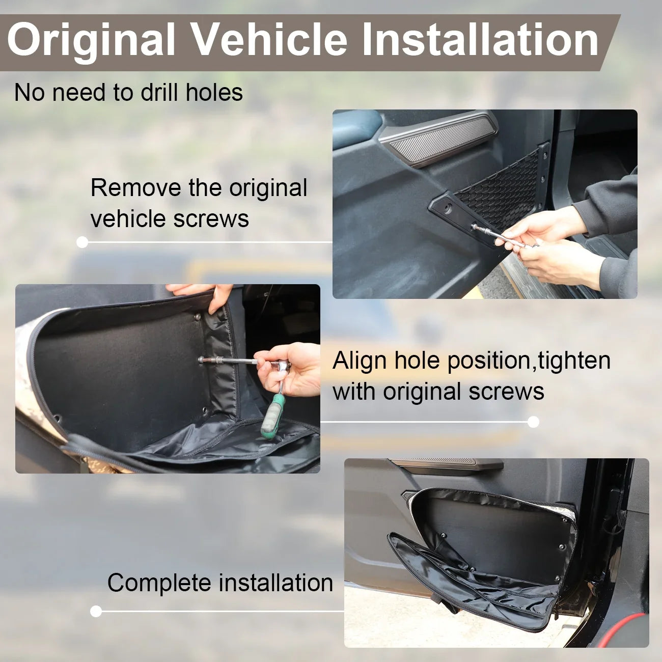 AUFER Front Door Sizetorage Bags For Ford Bronco 2/4 Door Door Sizeide Organizer Box