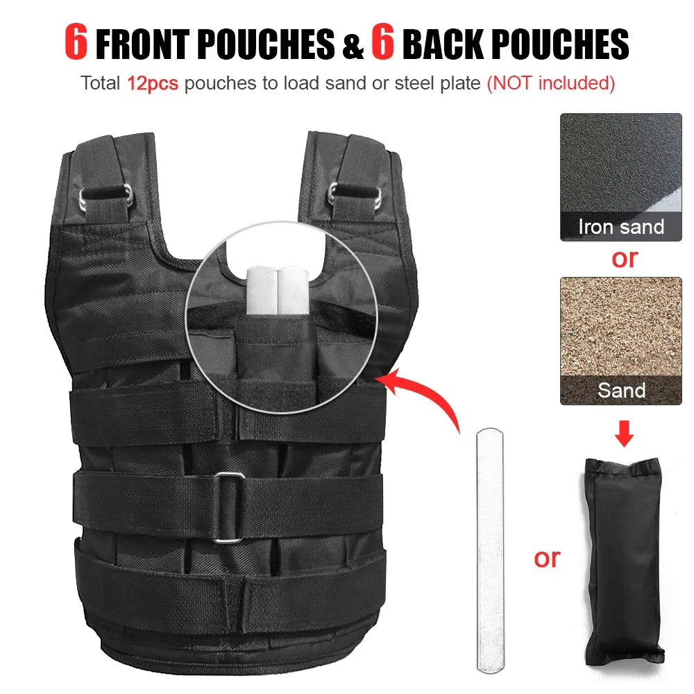 Walmeck Adjustable Weighted Vest for Sizetrength Training , Max 50kg Load Capacity