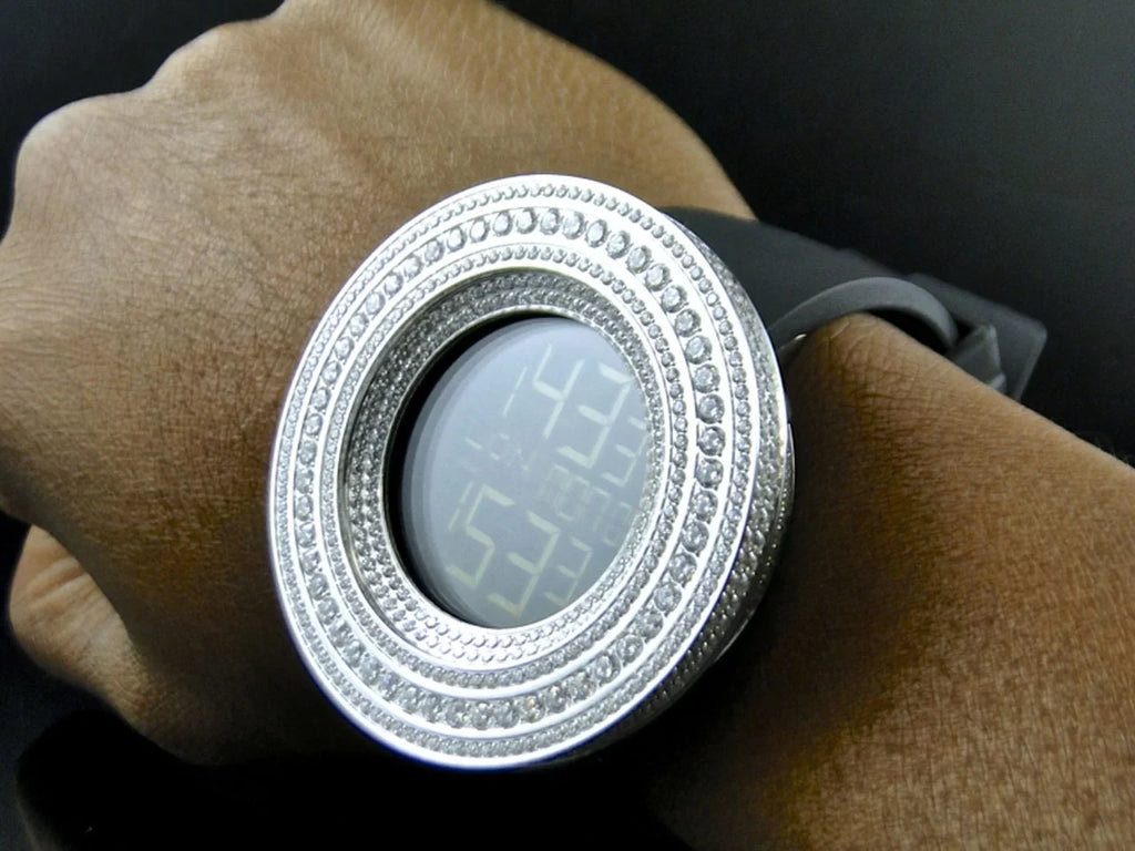 Mens Sizeimulated Diamond Designer Watch In Ivory Gold Finish (Exclusive Bezel)