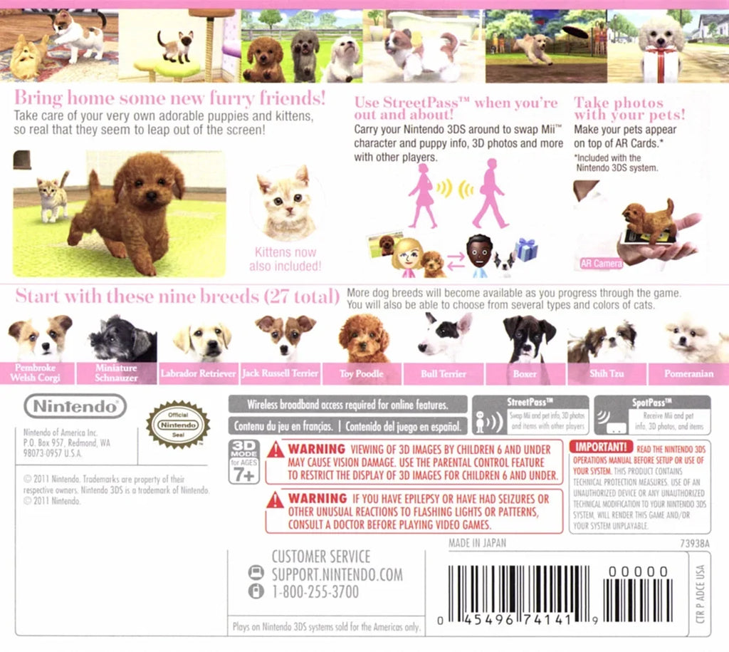 Nintendo Nintendogs + Cats: Toy Poodle and New Friends 3DSize