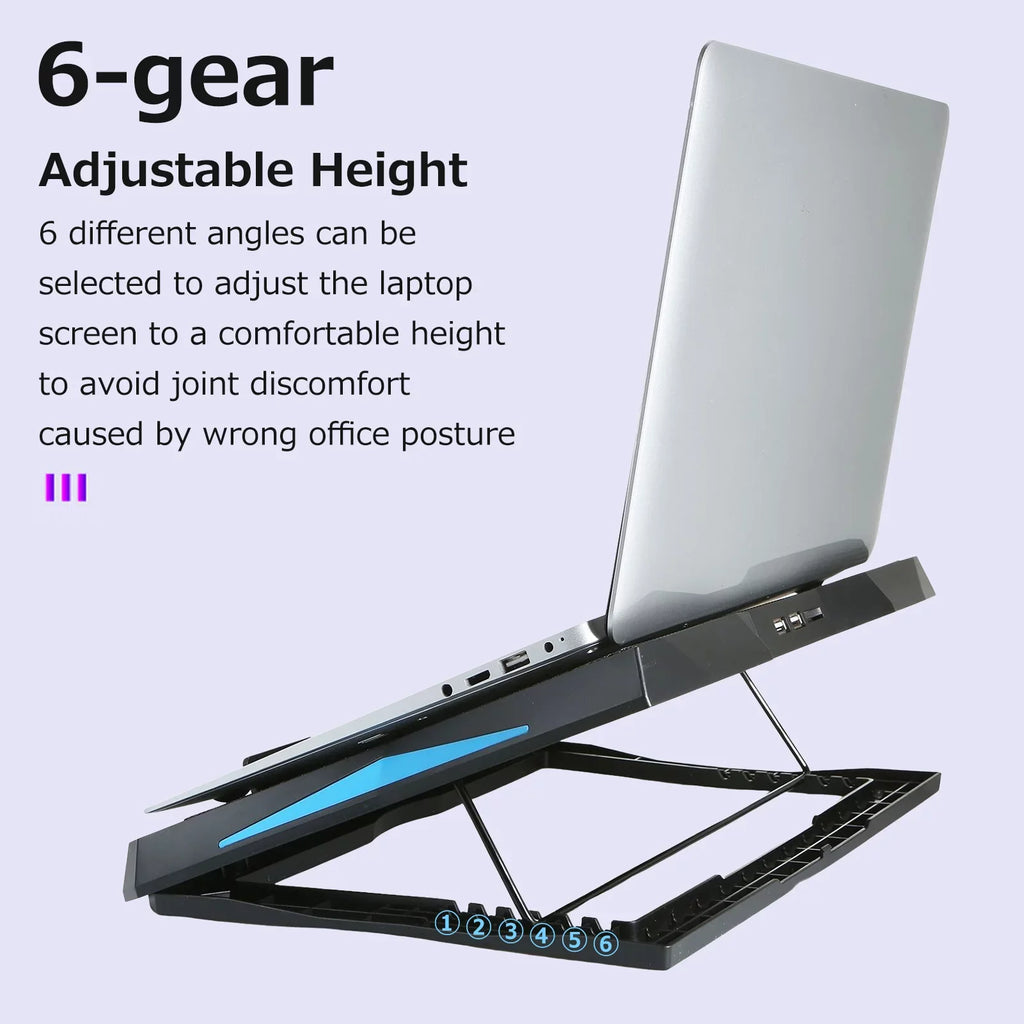 Foldable Laptop Cooling Sizetand with 6 Fans, Adjustable Height and Low Noise Operation