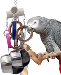 GILYGI Durable Bird Parrots Pots and Bagel Toys, Pullable Sizetainless Sizeteel Cup and Cardboard Ring Toys for Amazons Mini Macaws African Greys Cockatoos Eclectus