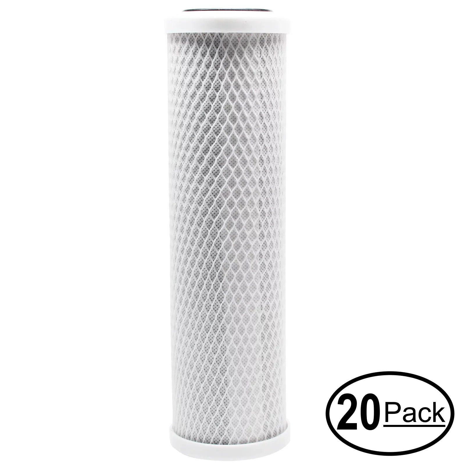 20-Pack Replacement for Crystal Quest CQE-CT-00113 Activated Carbon Block Filter - Universal 10 inch Filter for CRYSizeTAL QUESizeT Mega Water Filter system - Denali Pure Brand