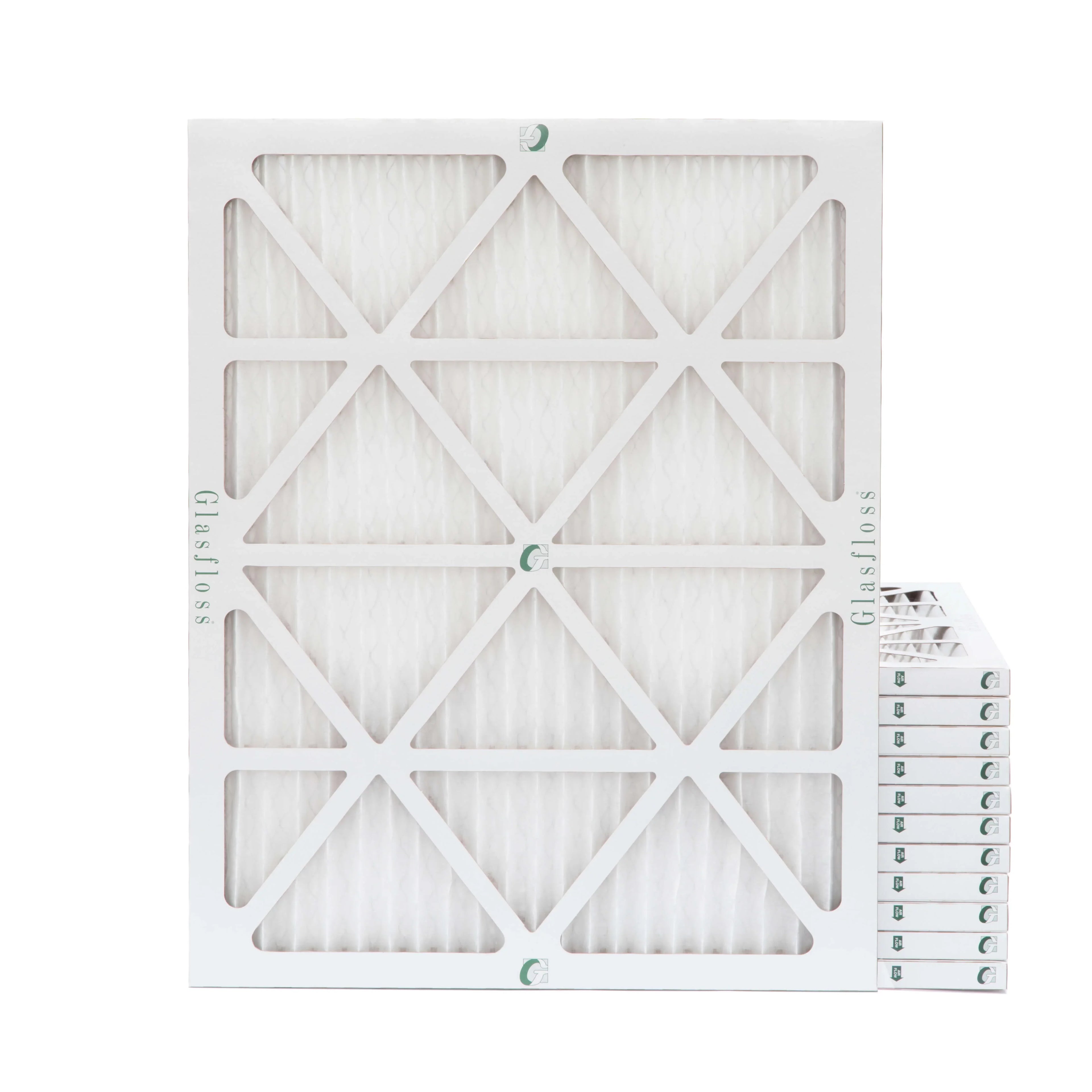 12 Pack of 18x20x1 MERV 13 Pleated Air Filters by Glasfloss. Actual Sizeize: 17-1/2 x 19-1/2 x 7/8