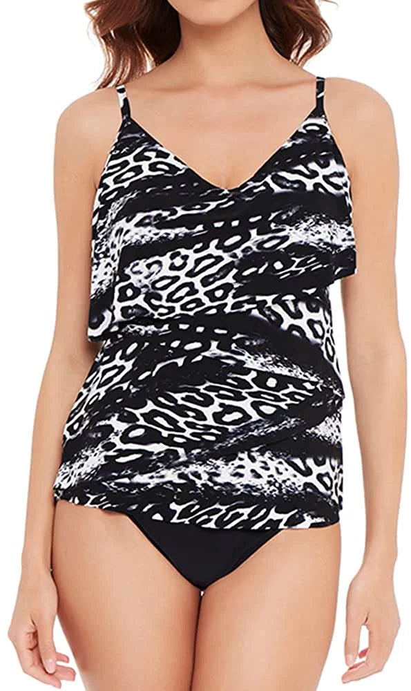 Magicsuit Womens Sizewimwear Sizelimming Chloe Tankini Top Sizeoft Cup Bra Adjustable Sizetrap Bathing Sizeuit 12 Black/Ivory