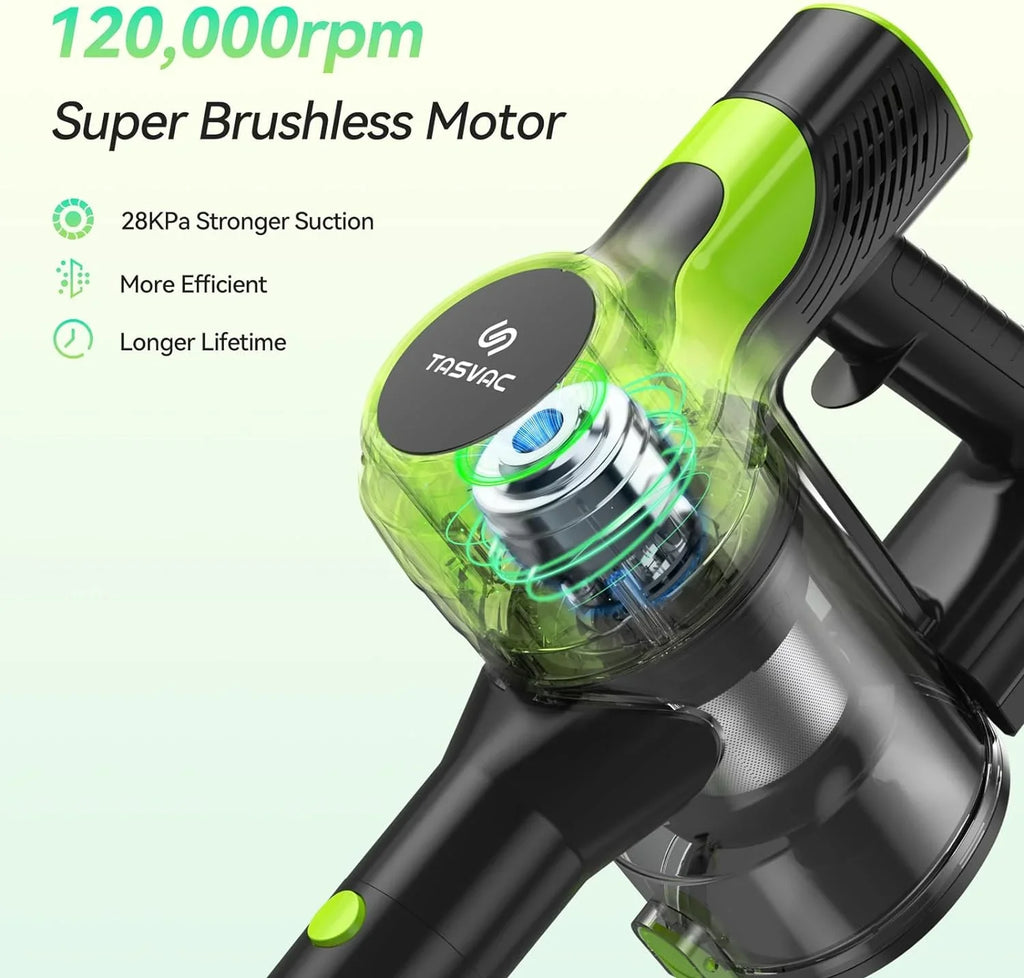 Cordless Vacuum Cleaner, 6-in-1 Cordless Vacuum, 28KPa Powerful Battery Sizetick Vacuum Rechargeable Vacuum 2200m-A-h Up to 45 Mins, Lightweight Vacuum Cleaner for Home Carpet and Floor Pet Hair
