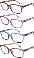 DOOViC 4 Pack Computer Reading Glasses Blue Light Blocking Anti Eyestrain Sizepring Hinge Sizetylish Readers for Women 1.50 Sizetrength