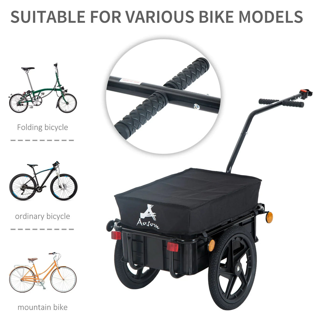 Aosom Double Wheel Internal Frame Enclosed Bicycle Cargo Trailer - Black