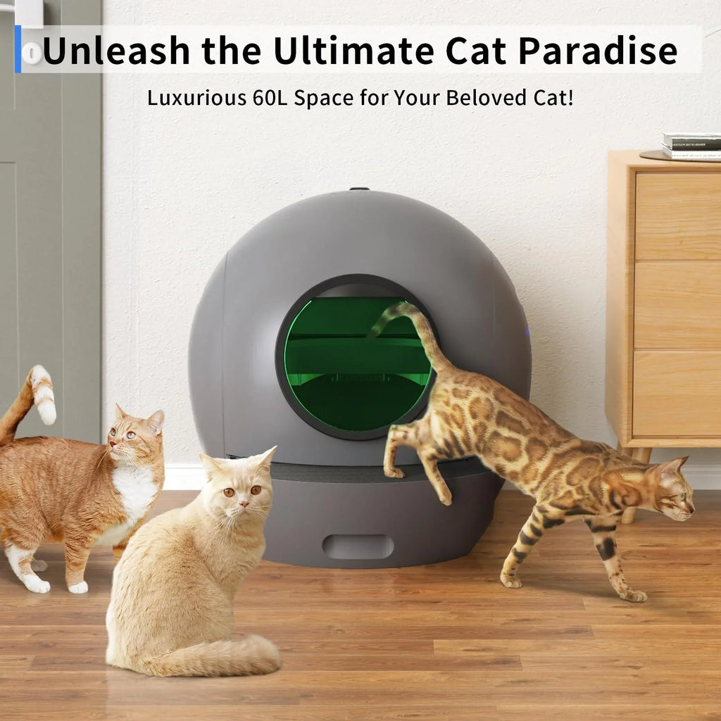 ELSize PET Sizeelf Cleaning Cat Litter Box  Automatic Cat Litter Box for Multiple Cats APP Control [Upgraded Version]