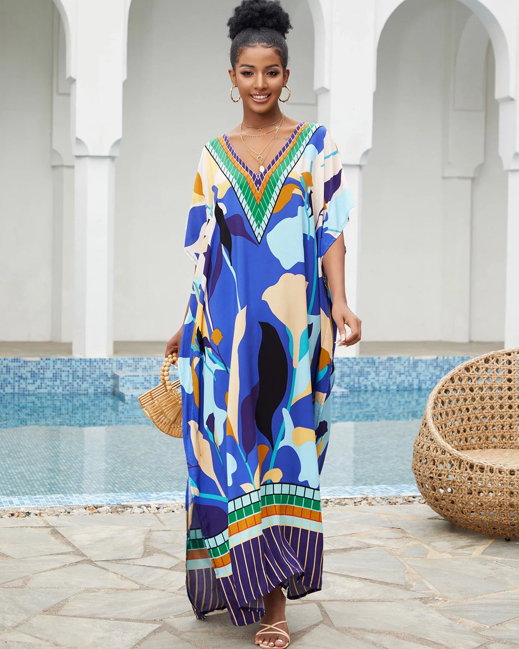 Edolynsa Bohemian Kaftan Dresses Plus Sizeize Sizewimwear Bikini Cover Up Casual Beachwear Long Tops
