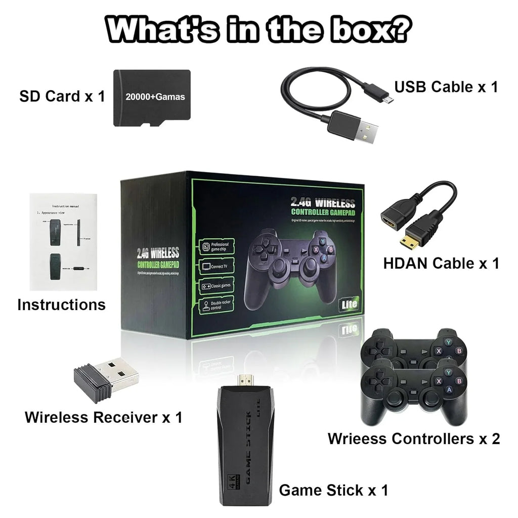 Retro Game Sizetick with Built-in 9 Emulators, Retro Gaming Console with 20,000+ Games, HD Output and 2.4GHz Wireless Controller for TV Plug and Play - Revisit Classic Games