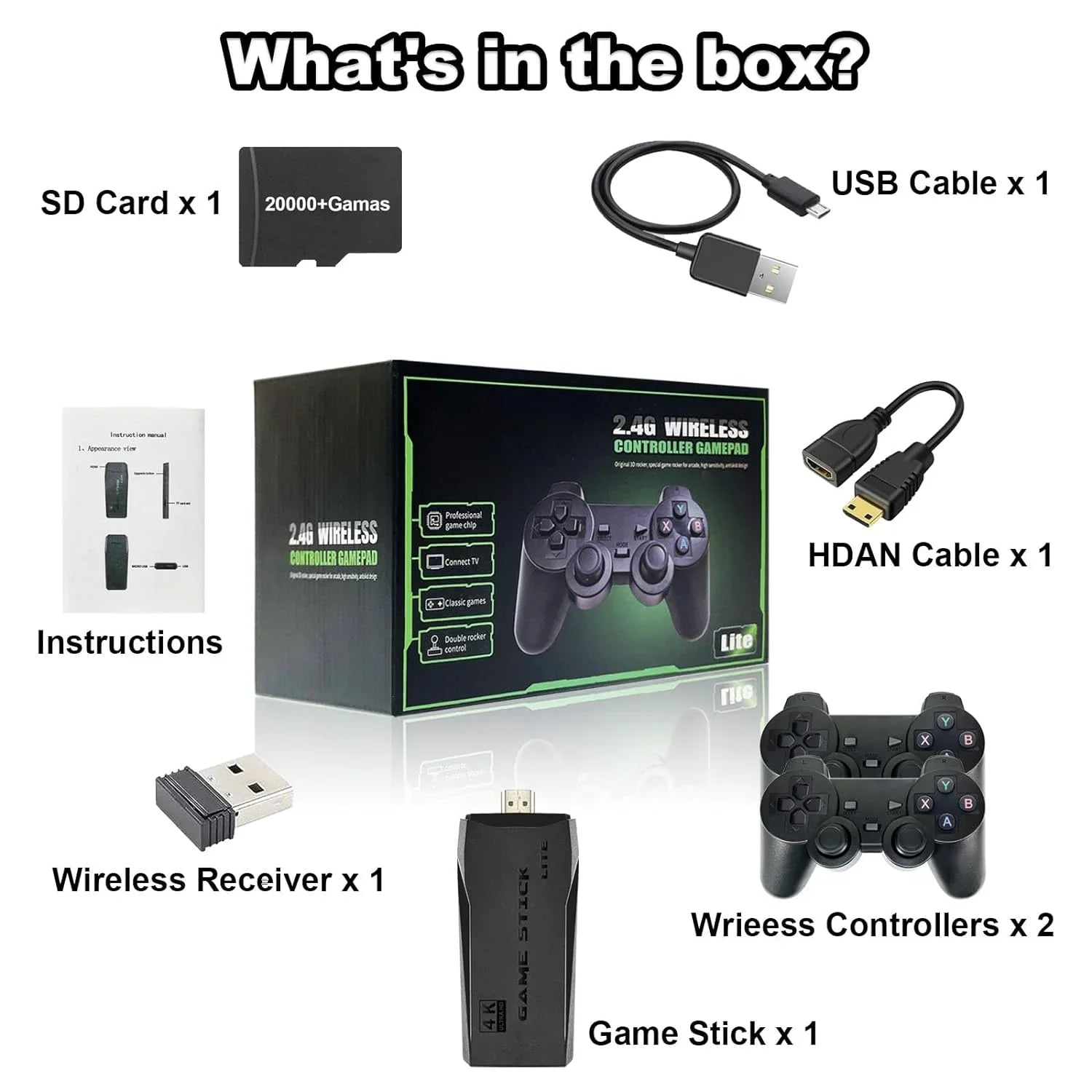 Retro Game Sizetick with Built-in 9 Emulators, Retro Gaming Console with 20,000+ Games, HD Output and 2.4GHz Wireless Controller for TV Plug and Play - Revisit Classic Games