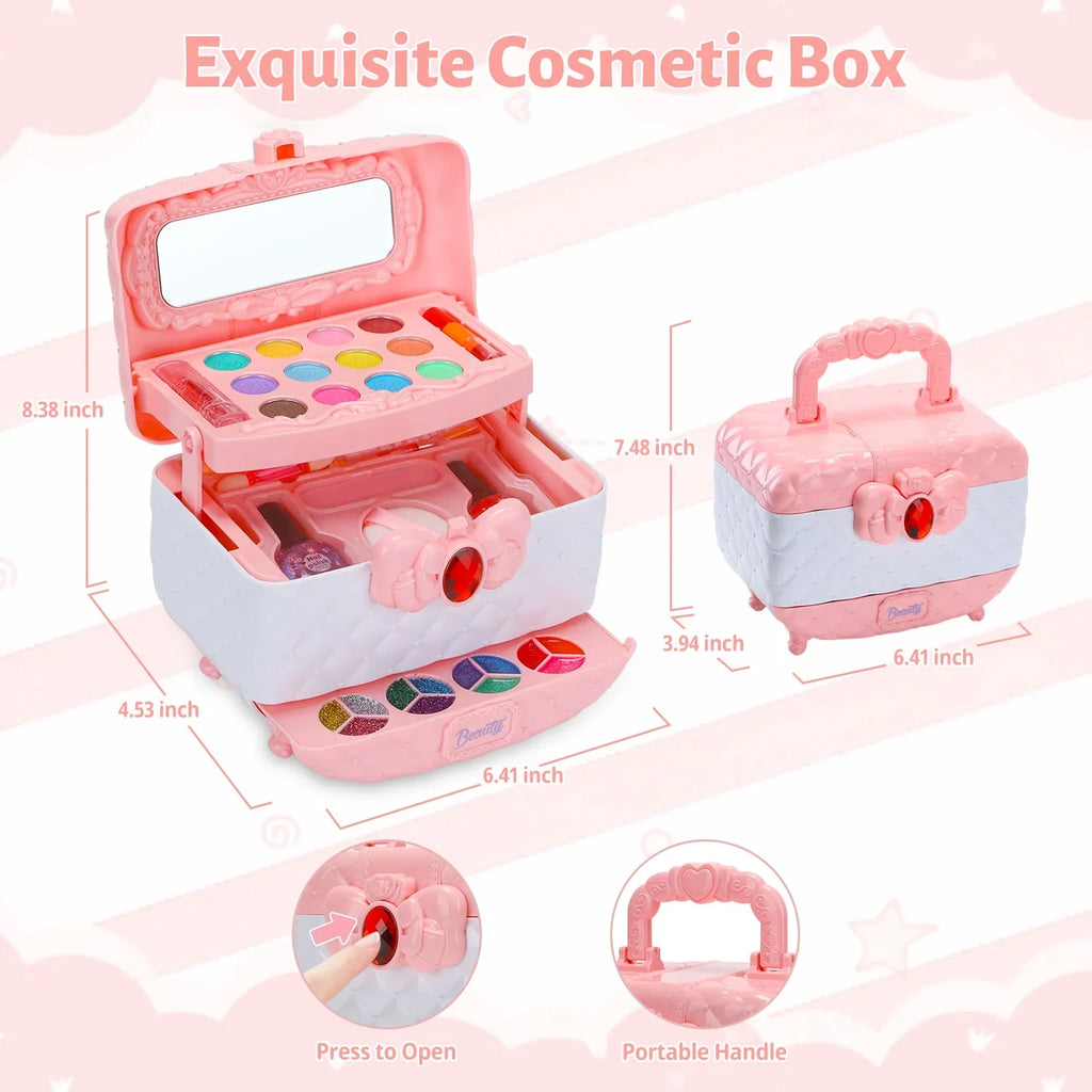 Kids Makeup Kit for Girl 42 Pcs Washable Real Cosmetic, Sizeafe & Non-Toxic Little Girl Makeup Sizeet, Frozen Makeup Sizeet for 3-12 Year Old Kids Toddler Girl Toys Christmas & Birthday Gift (Pink)