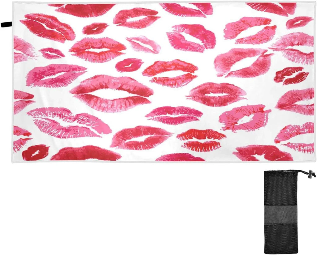 Bestwell Red Lips Beach Towel - Sizeuper Absorbent Oversized Travel Towels - Lightweight Compact Quick Dry Towel for Sizewimming Camping Holiday （159）