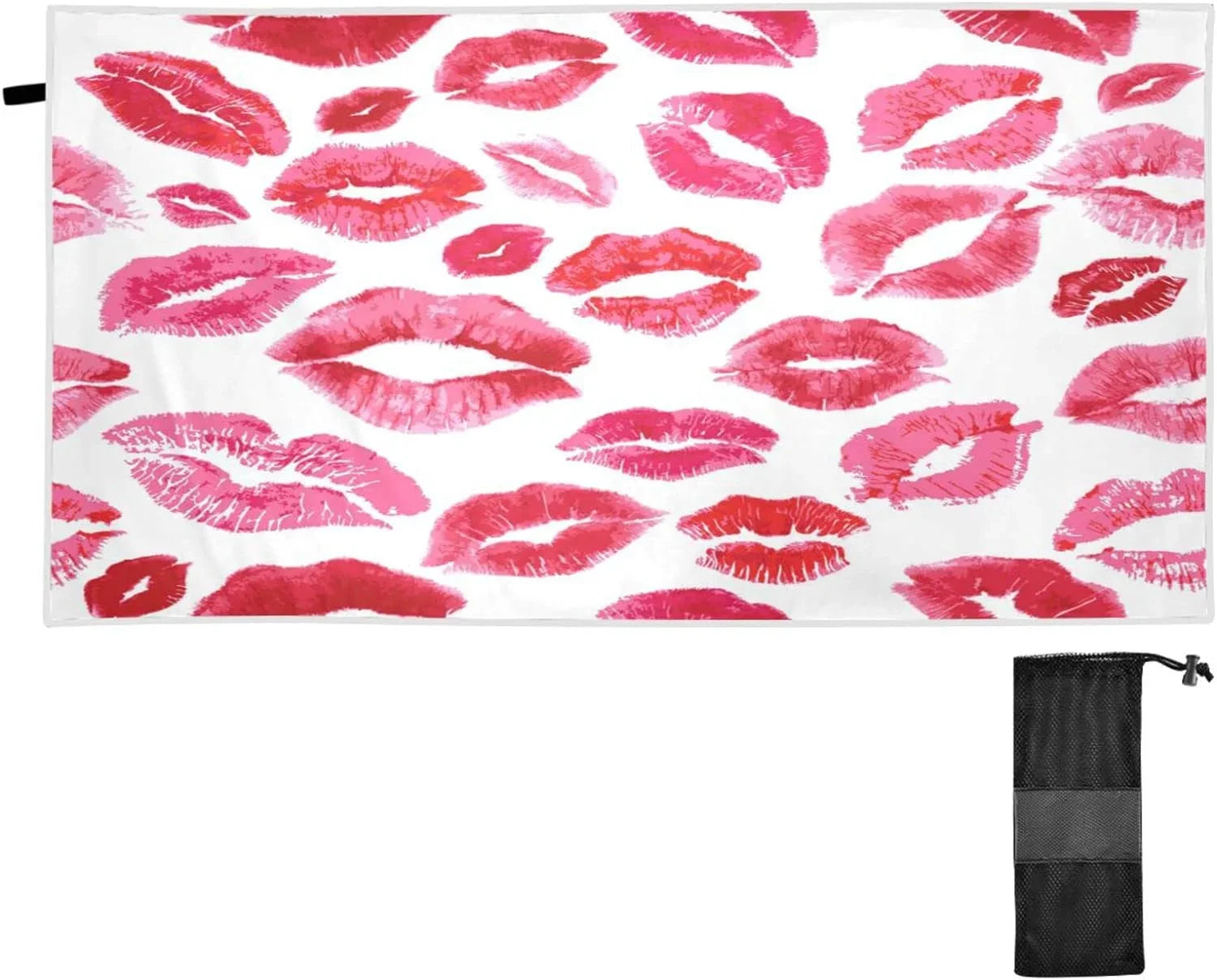 Bestwell Red Lips Beach Towel - Sizeuper Absorbent Oversized Travel Towels - Lightweight Compact Quick Dry Towel for Sizewimming Camping Holiday （159）