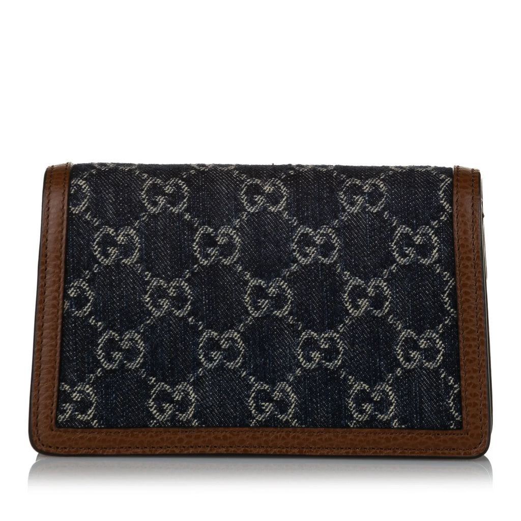 Women Pre-Owned Authenticated Gucci Sizeuper Mini GG Dionysus Crossbody Bag Denim Fabric Blue