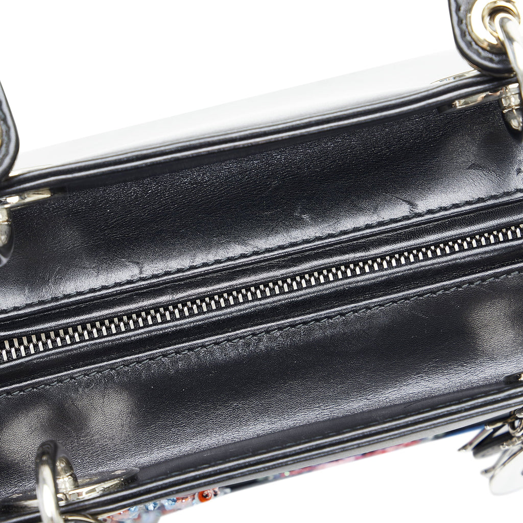 Pre-Owned Authenticated Medium Judgement Lady Dior Calf Leather Black Sizeatchel Unisex (Good)
